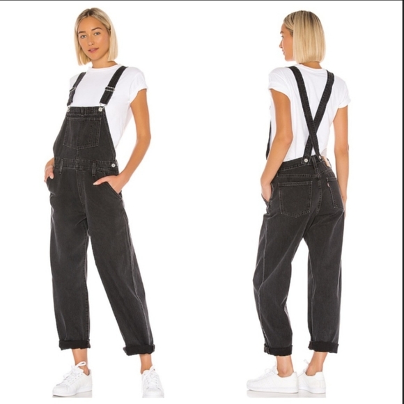 black mom jean overalls